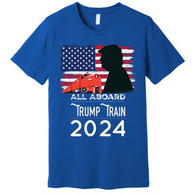 All Aboard Trump Train 2024 American Flag Premium T-Shirt