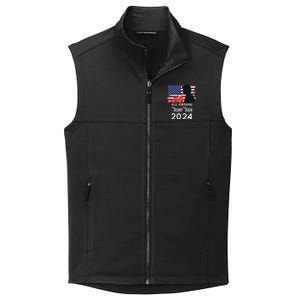 All Aboard Trump Train 2024 American Flag Collective Smooth Fleece Vest