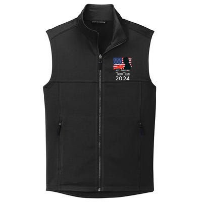 All Aboard Trump Train 2024 American Flag Collective Smooth Fleece Vest