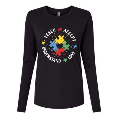 Autism Awareness Teacher Teach Accept Understand Love Womens Cotton Relaxed Long Sleeve T-Shirt