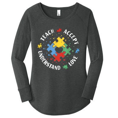 Autism Awareness Teacher Teach Accept Understand Love Women's Perfect Tri Tunic Long Sleeve Shirt