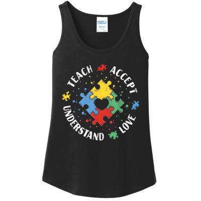 Autism Awareness Teacher Teach Accept Understand Love Ladies Essential Tank