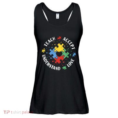 Autism Awareness Teacher Teach Accept Understand Love Ladies Essential Flowy Tank