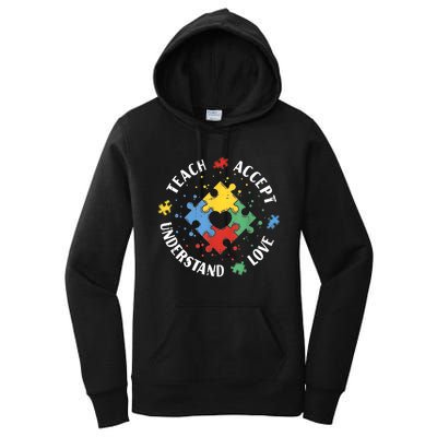 Autism Awareness Teacher Teach Accept Understand Love Women's Pullover Hoodie