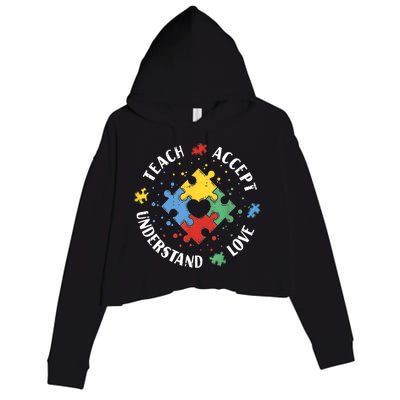 Autism Awareness Teacher Teach Accept Understand Love Crop Fleece Hoodie