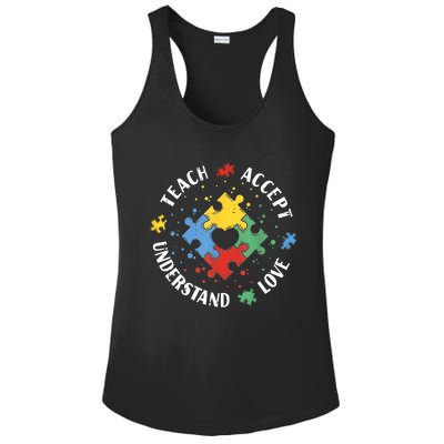 Autism Awareness Teacher Teach Accept Understand Love Ladies PosiCharge Competitor Racerback Tank