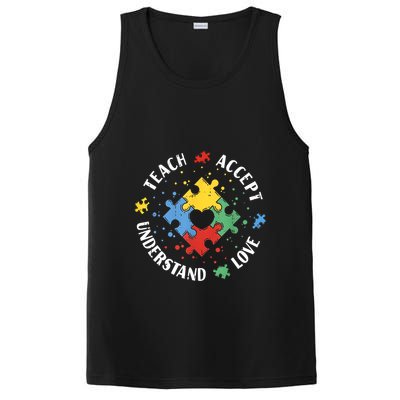 Autism Awareness Teacher Teach Accept Understand Love PosiCharge Competitor Tank