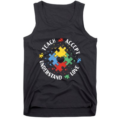 Autism Awareness Teacher Teach Accept Understand Love Tank Top