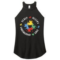 Autism Awareness Teacher Teach Accept Understand Love Women's Perfect Tri Rocker Tank