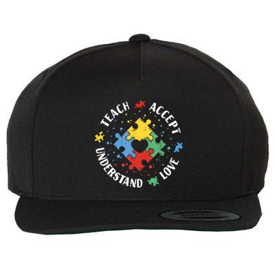 Autism Awareness Teacher Teach Accept Understand Love Wool Snapback Cap