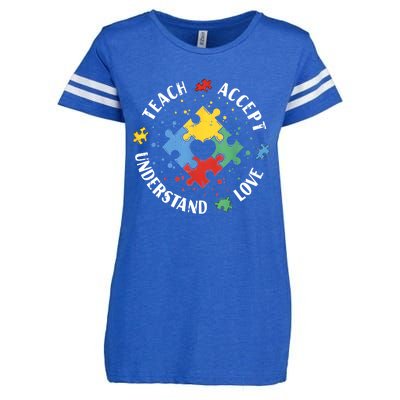 Autism Awareness Teacher Teach Accept Understand Love Enza Ladies Jersey Football T-Shirt