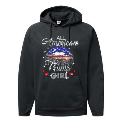 All American Trump Girl Mouth Diamond Performance Fleece Hoodie