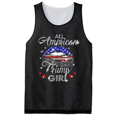 All American Trump Girl Mouth Diamond Mesh Reversible Basketball Jersey Tank