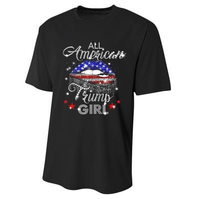 All American Trump Girl Mouth Diamond Performance Sprint T-Shirt