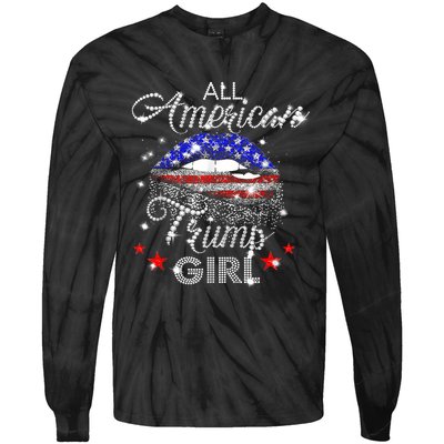 All American Trump Girl Mouth Diamond Tie-Dye Long Sleeve Shirt