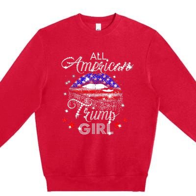 All American Trump Girl Mouth Diamond Premium Crewneck Sweatshirt