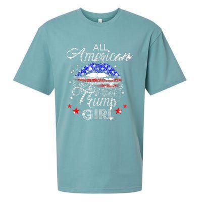 All American Trump Girl Mouth Diamond Sueded Cloud Jersey T-Shirt