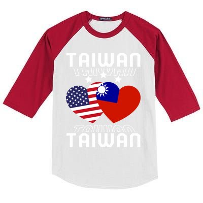 America And Taiwan Taiwanese American Flag Dual Nationality Cool Gift Kids Colorblock Raglan Jersey