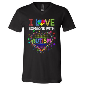 Autism Awareness Tee Autism Mom I Love Someone With Autism V-Neck T-Shirt