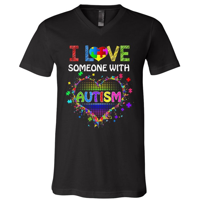 Autism Awareness Tee Autism Mom I Love Someone With Autism V-Neck T-Shirt