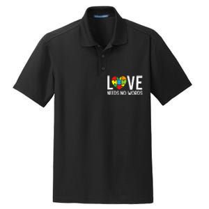 Autism Awareness Teacher Love Needs No Word Special Ed Dry Zone Grid Polo