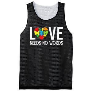 Autism Awareness Teacher Love Needs No Word Special Ed Mesh Reversible Basketball Jersey Tank