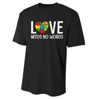 Autism Awareness Teacher Love Needs No Word Special Ed Performance Sprint T-Shirt