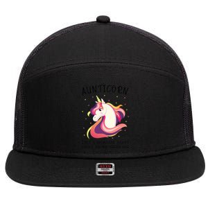 Aunticorn Aunt Unicorn More Awesome Auntie Cool Gift 7 Panel Mesh Trucker Snapback Hat