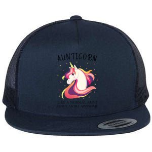 Aunticorn Aunt Unicorn More Awesome Auntie Cool Gift Flat Bill Trucker Hat