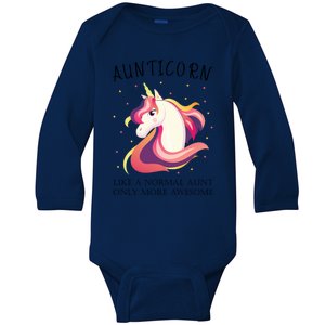 Aunticorn Aunt Unicorn More Awesome Auntie Cool Gift Baby Long Sleeve Bodysuit