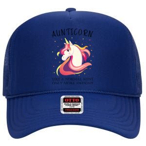 Aunticorn Aunt Unicorn More Awesome Auntie Cool Gift High Crown Mesh Back Trucker Hat