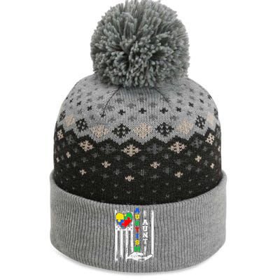 Autism Aunt US Flag The Baniff Cuffed Pom Beanie