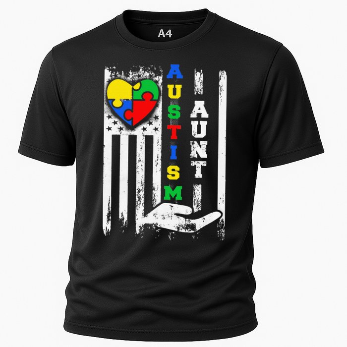 Autism Aunt US Flag Cooling Performance Crew T-Shirt