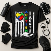 Autism Aunt US Flag Cooling Performance Crew T-Shirt