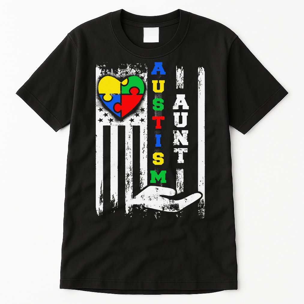 Autism Aunt US Flag Tall T-Shirt
