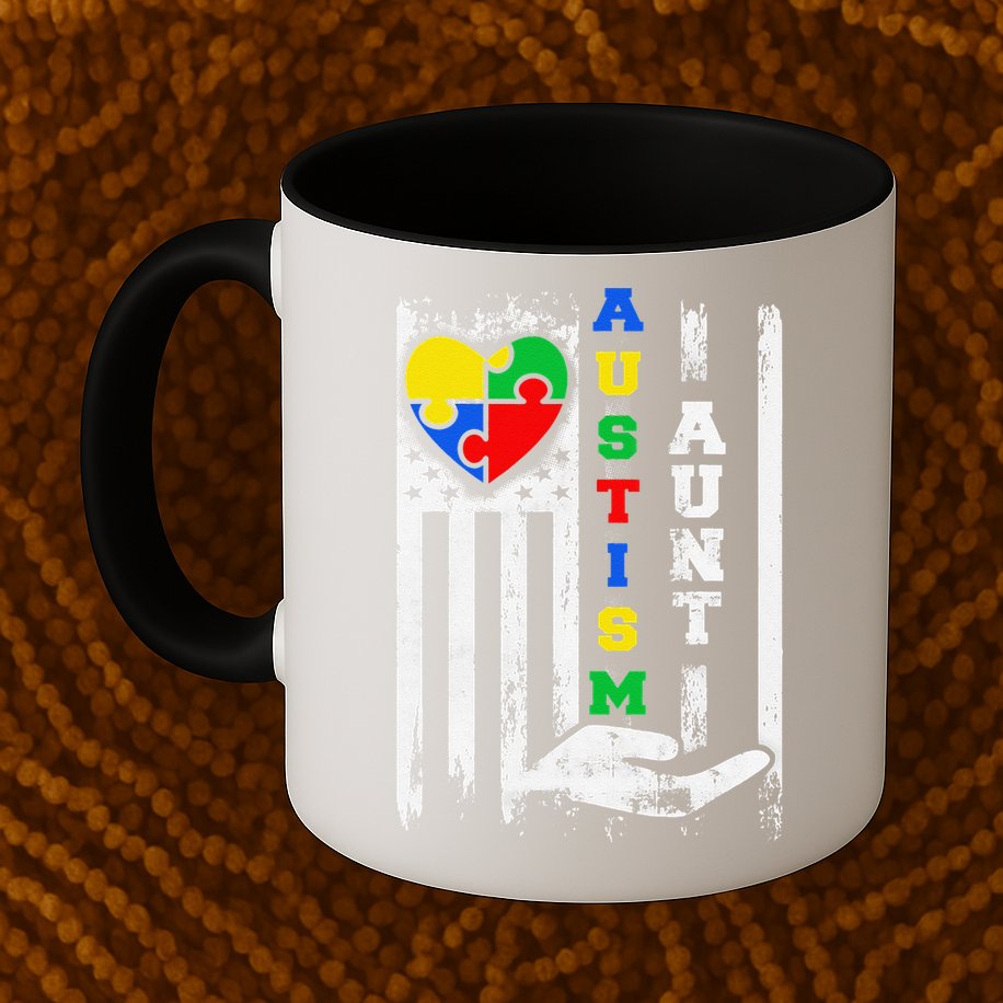 Autism Aunt US Flag Mug