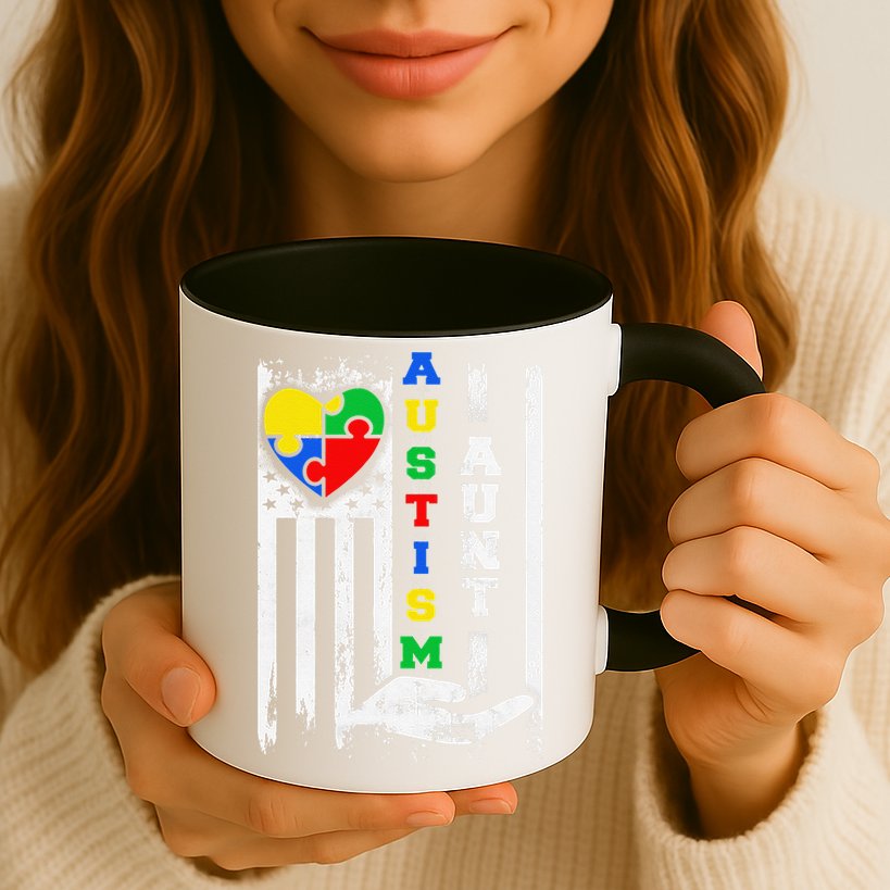 Autism Aunt US Flag Mug