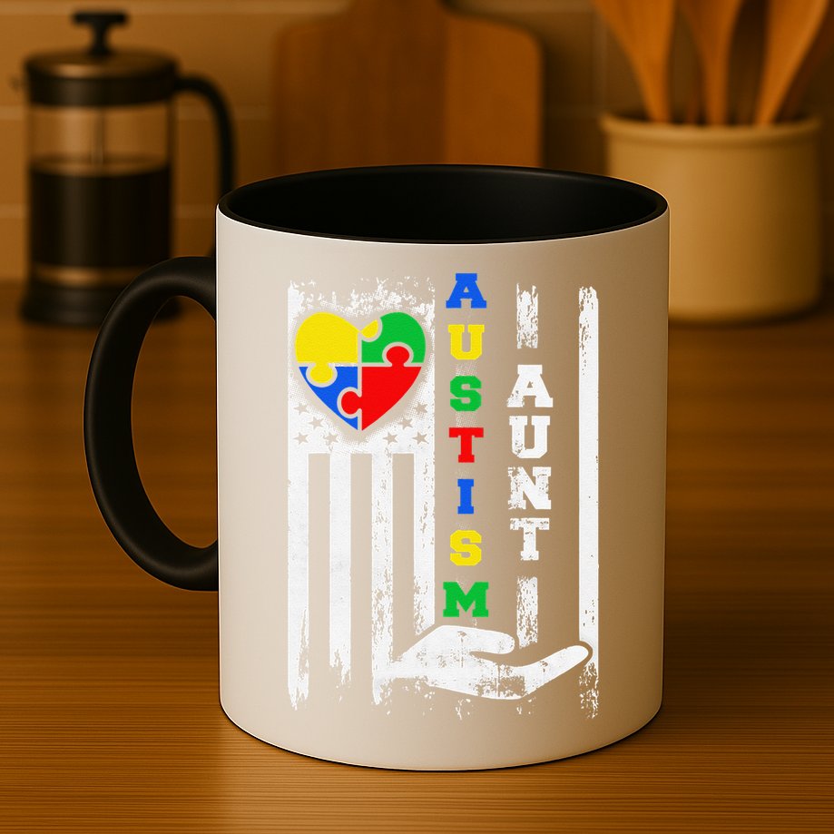 Autism Aunt US Flag Mug