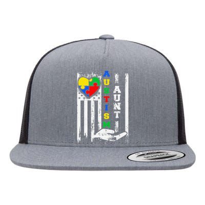 Autism Aunt US Flag Flat Bill Trucker Hat