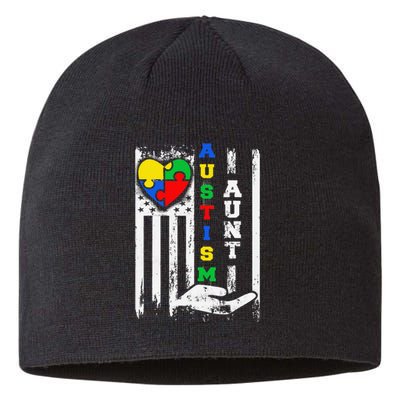 Autism Aunt US Flag Sustainable Beanie