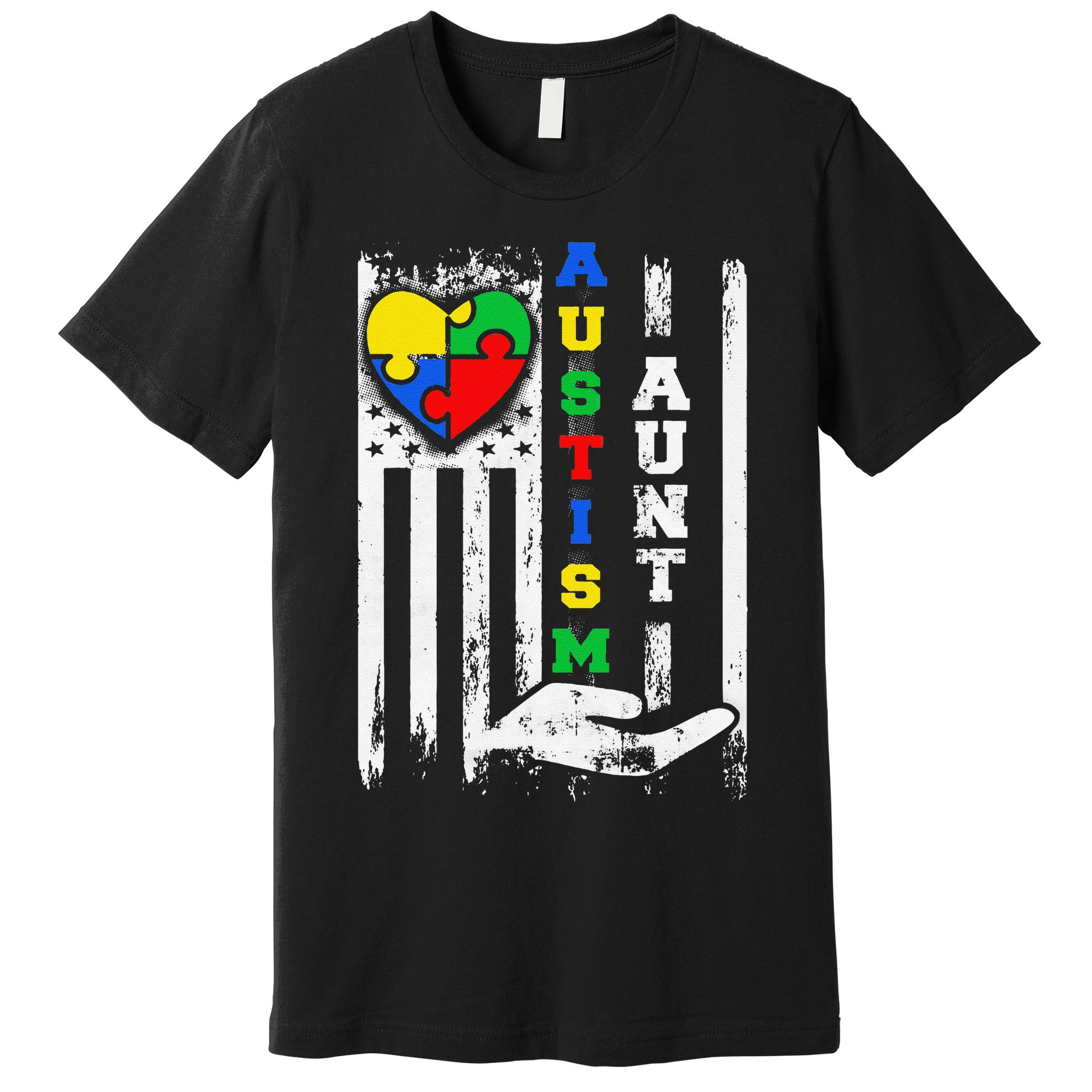 Autism Aunt US Flag Premium T-Shirt