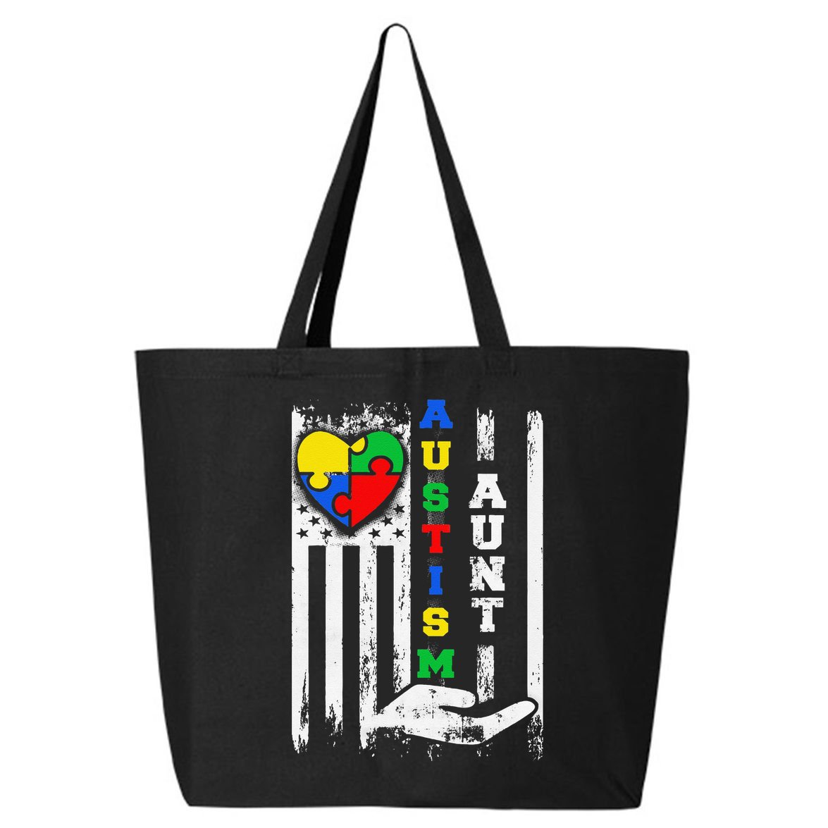 Autism Aunt US Flag 25L Jumbo Tote