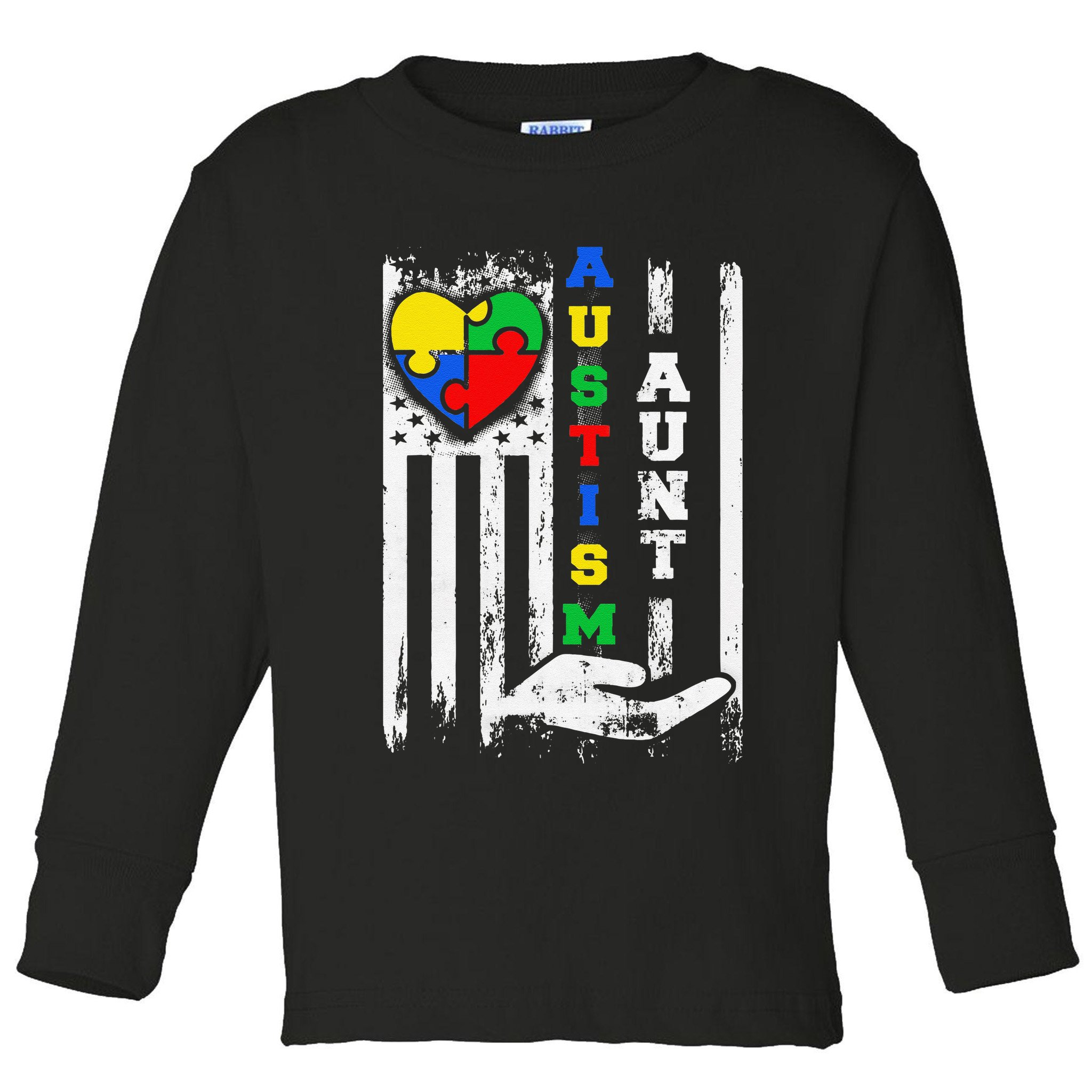 Autism Aunt US Flag Toddler Long Sleeve Shirt