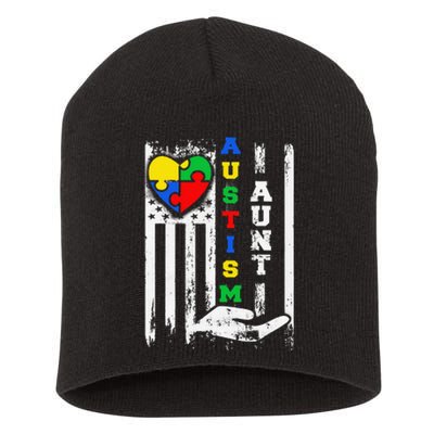 Autism Aunt US Flag Short Acrylic Beanie