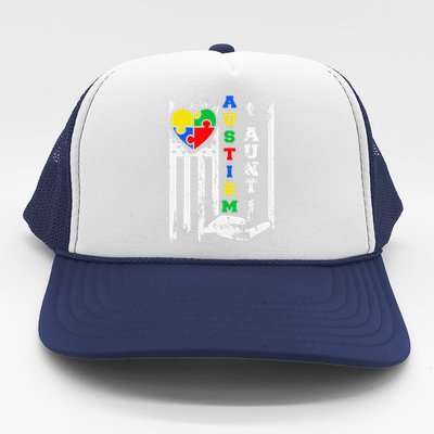 Autism Aunt US Flag Trucker Hat