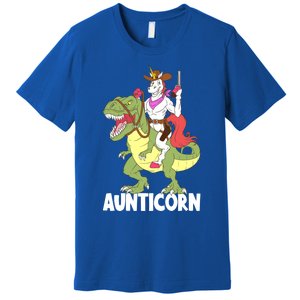 Aunticorn Aunt Unicorn Riding Trex Dinosaur Cow Sheriff Gift Premium T-Shirt