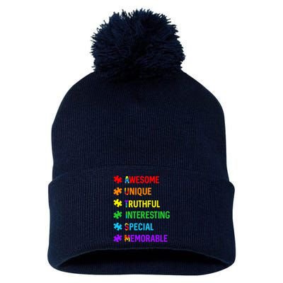 Autism Awesome Unique Special Autism Awareness Month Pom Pom 12in Knit Beanie