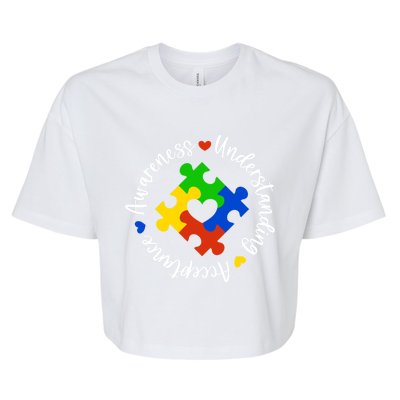 Autism Awareness Understanding Acceptance Puzzle Piece Gift Bella+Canvas Jersey Crop Tee