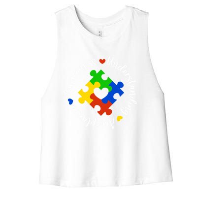 Autism Awareness Understanding Acceptance Puzzle Piece Gift Women's Racerback Cropped Tank