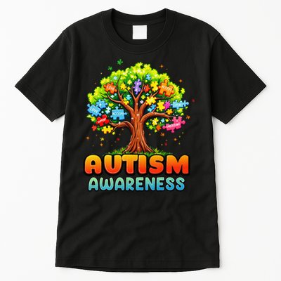 Autism Accept Understand Love Autism Awareness Tree Teacher Tall T-Shirt